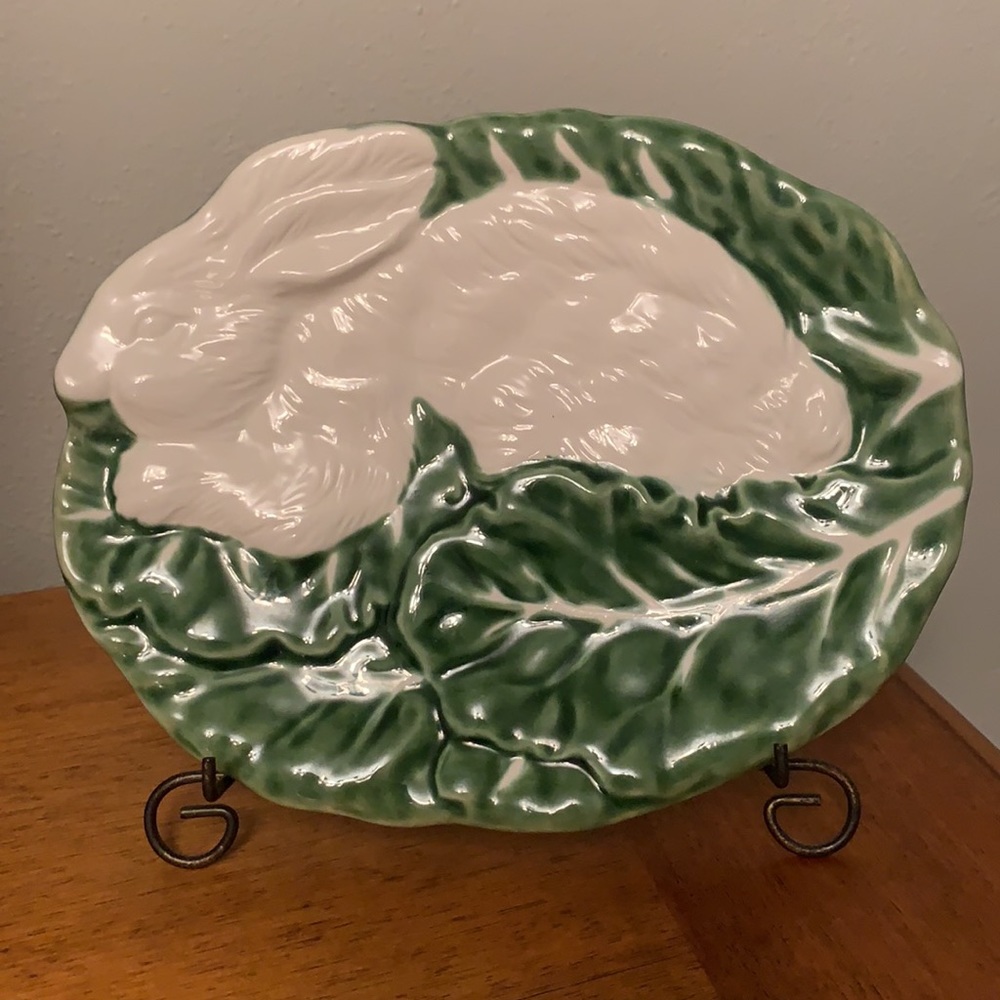 NWOT MAXCERA Spring Plate Cabbage & Bunny Decorative Plate Set of 2 - Picture 6 of 7
